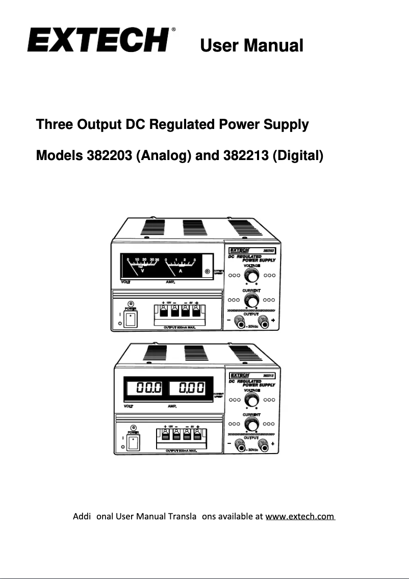 Page 1 de la notice Manuel utilisateur Extech 382213