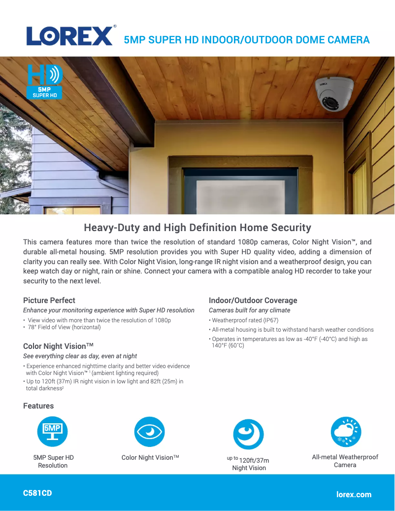 Página 1 del manual Ficha técnica Lorex C581CD