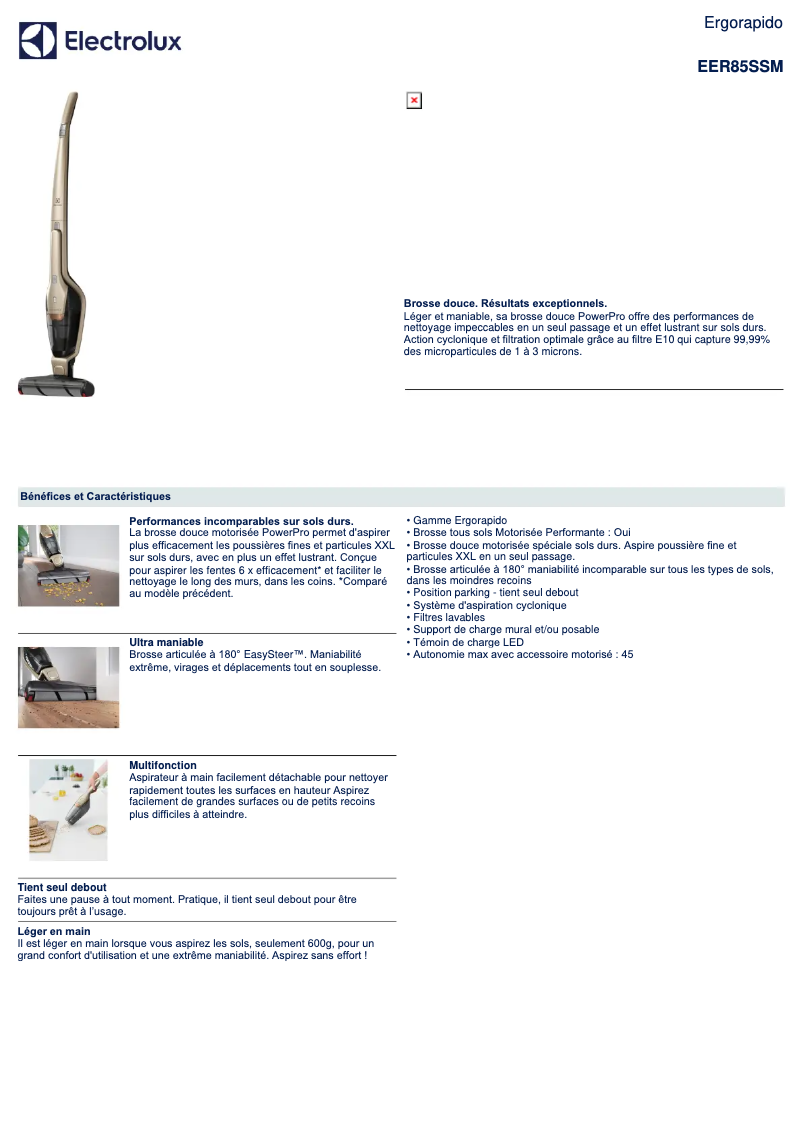 Page n°1 - Fiche technique Electrolux EER85SSM