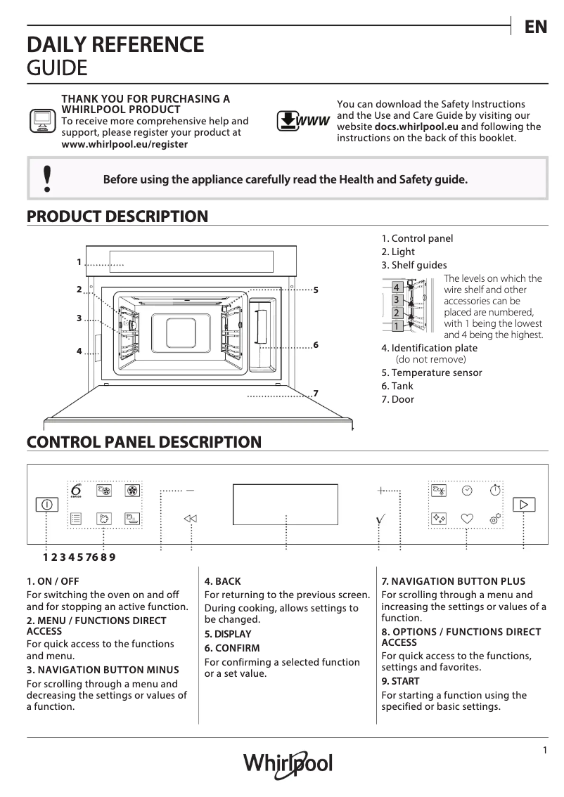 Página 1 del manual Manual de usuario Whirlpool W7 MS450