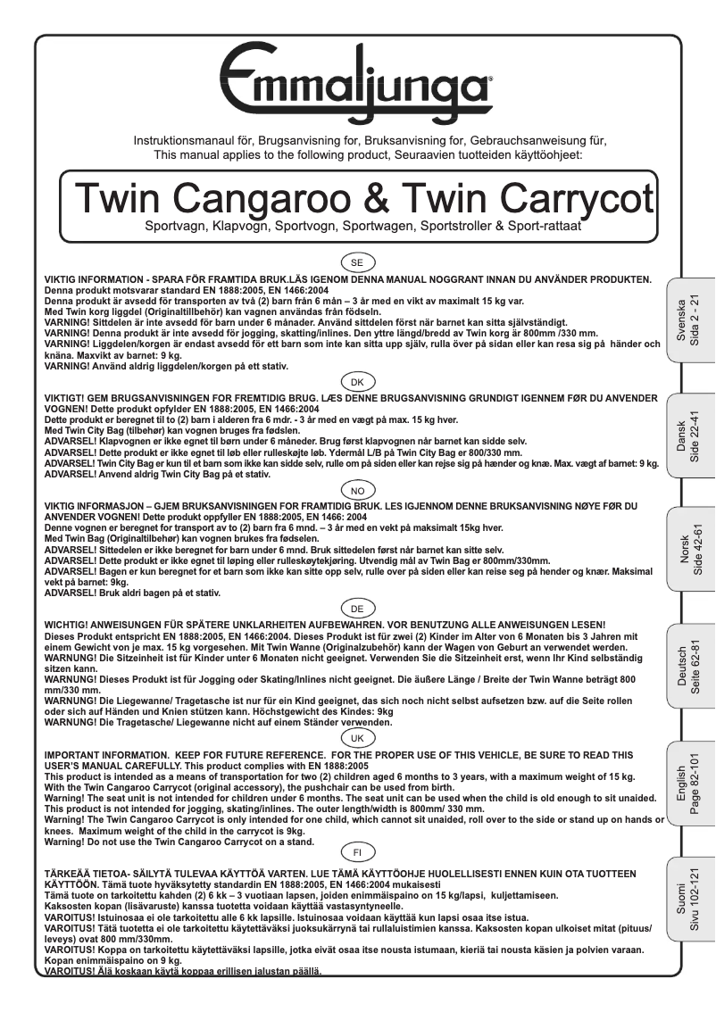 Image de la première page du manuel de l'appareil Twin Cangaroo