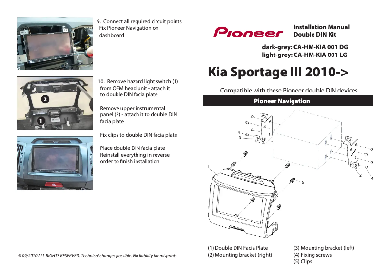 Page n°1 - Manuel utilisateur Pioneer CA-HM-KIA.001DG