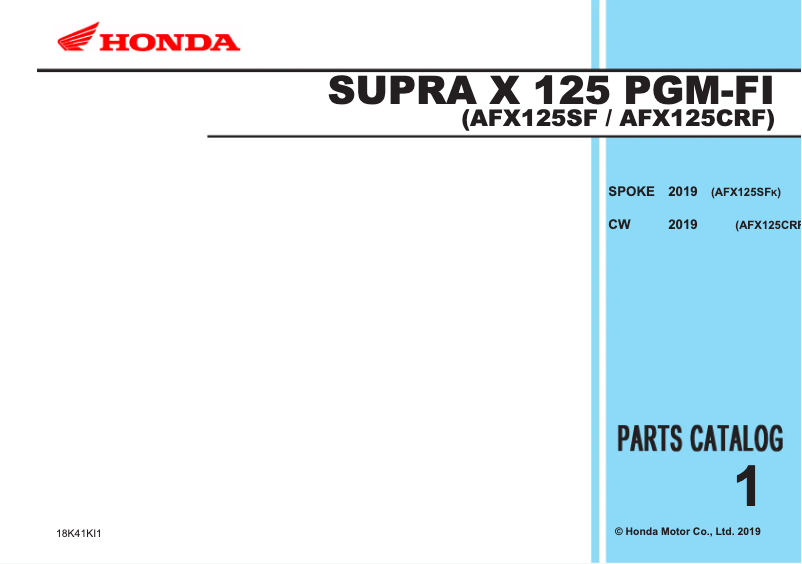 Page 1 de la notice Manuel utilisateur Honda Supra X 125 FI (2019)