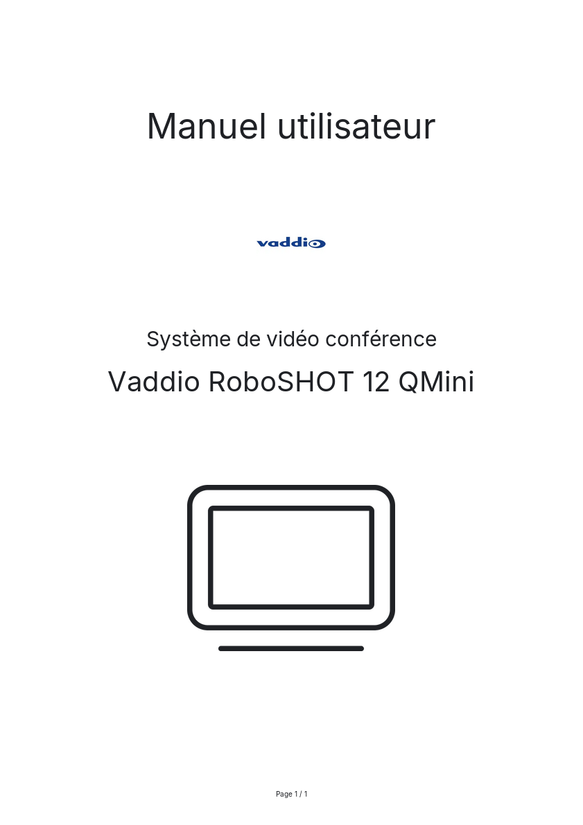 Page n°1 - Manuel utilisateur Vaddio RoboSHOT 12 QMini