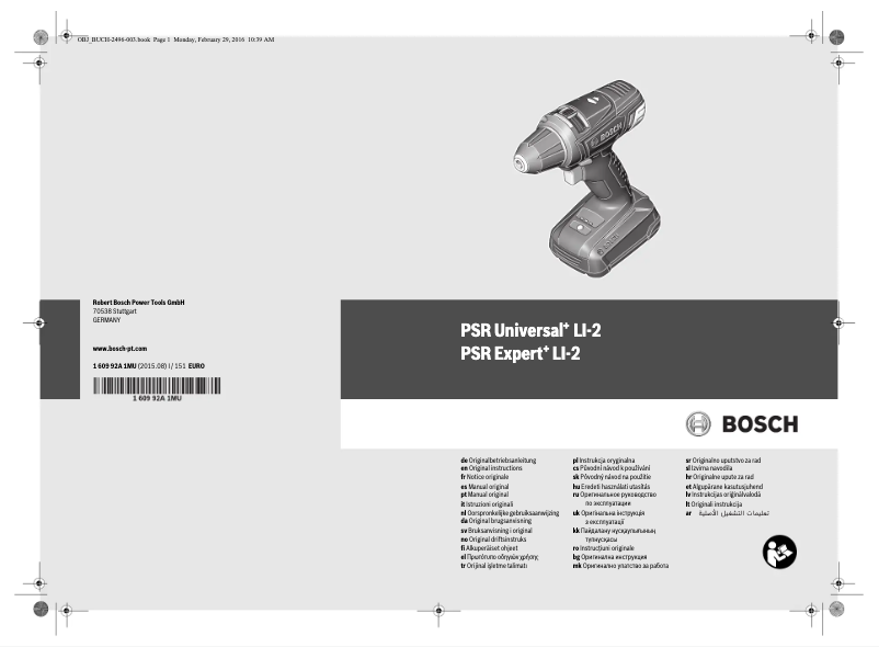 Page 1 de la notice Manuel utilisateur Bosch PSR 14,4 LI-2
