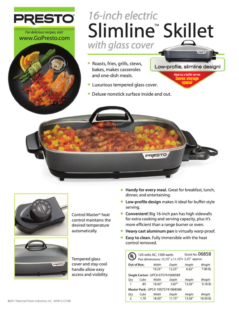 Page n°1 - Fiche technique Presto 16-inch electric Slimline 06858