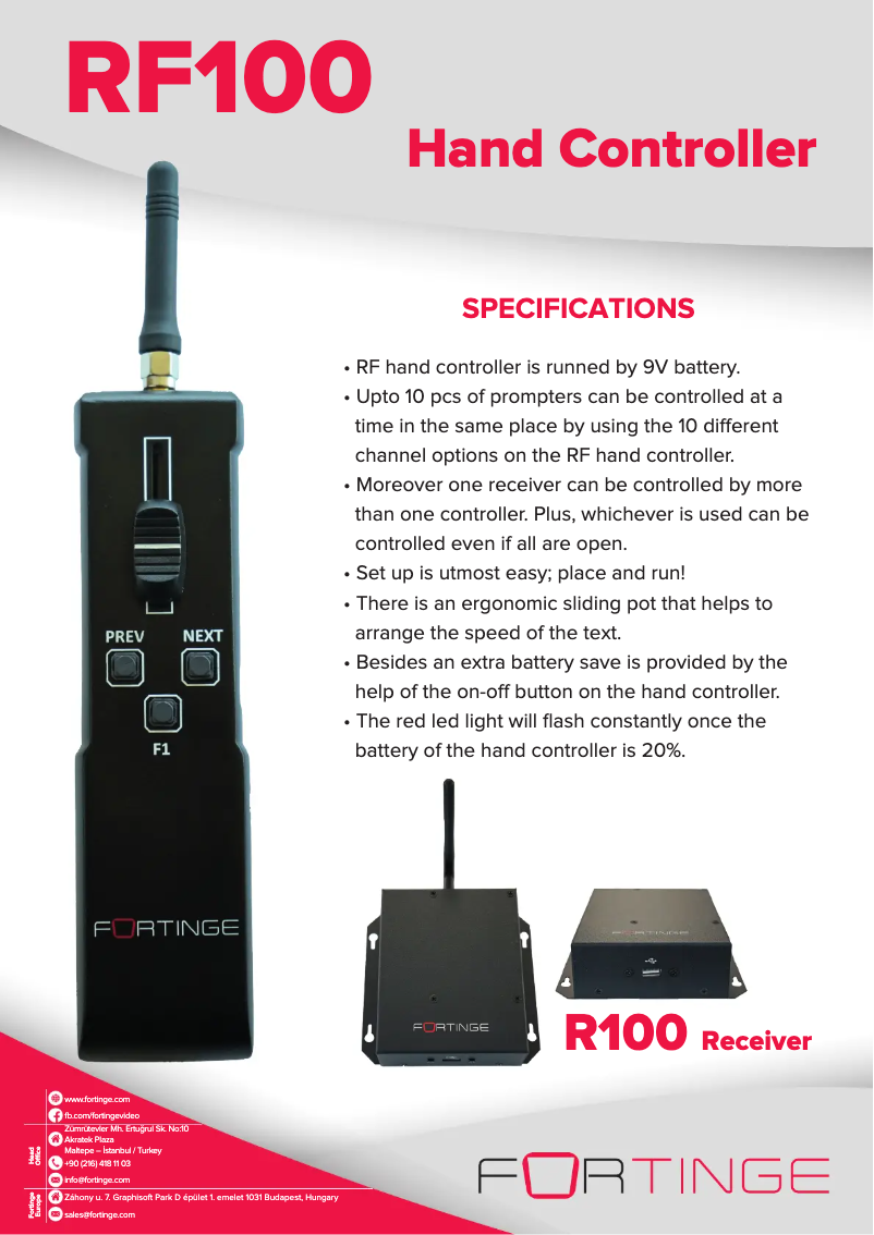 Page n°1 - Manuel utilisateur Fortinge R100