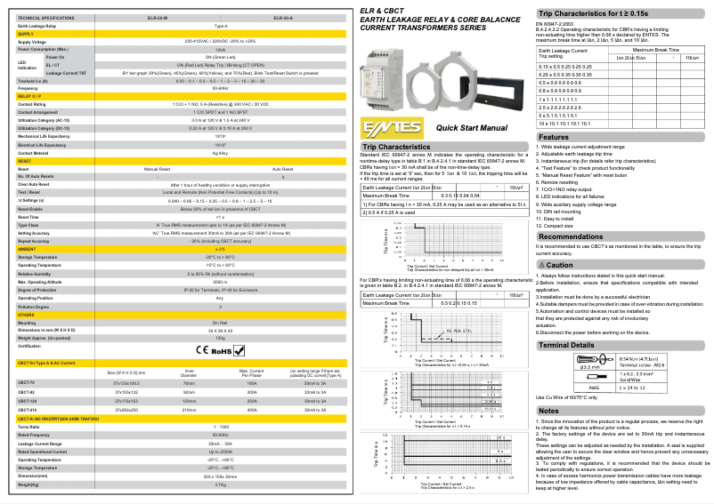 Page n°1 - Guide d'installation ENTES ELR-30-A