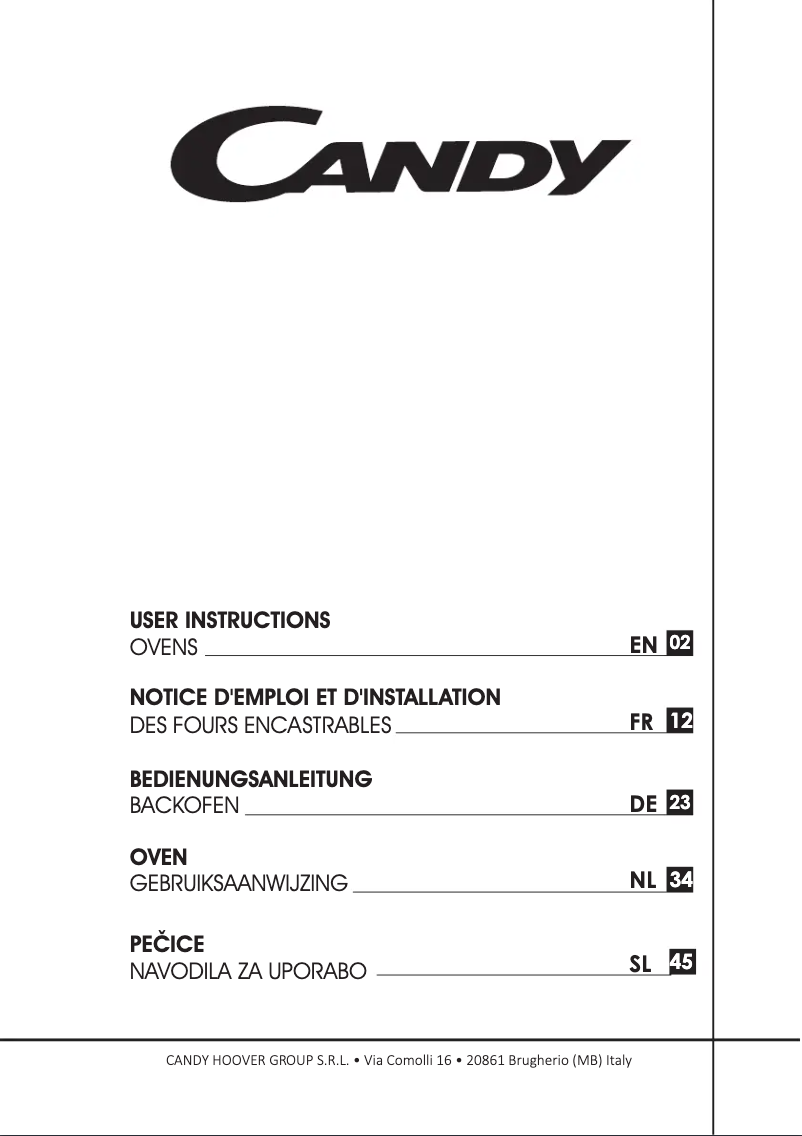 Page 1 de la notice Manuel utilisateur Candy FCT200N/E