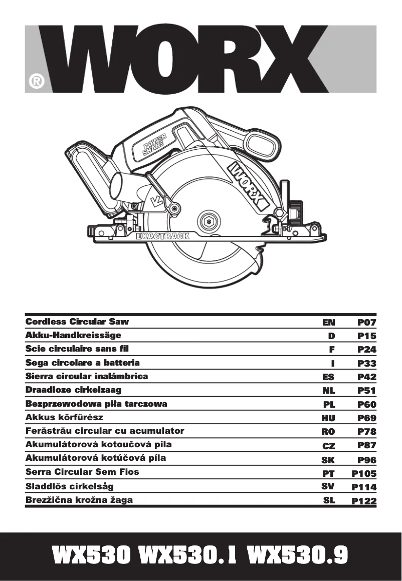 Page 1 de la notice Manuel utilisateur Worx WX530.9