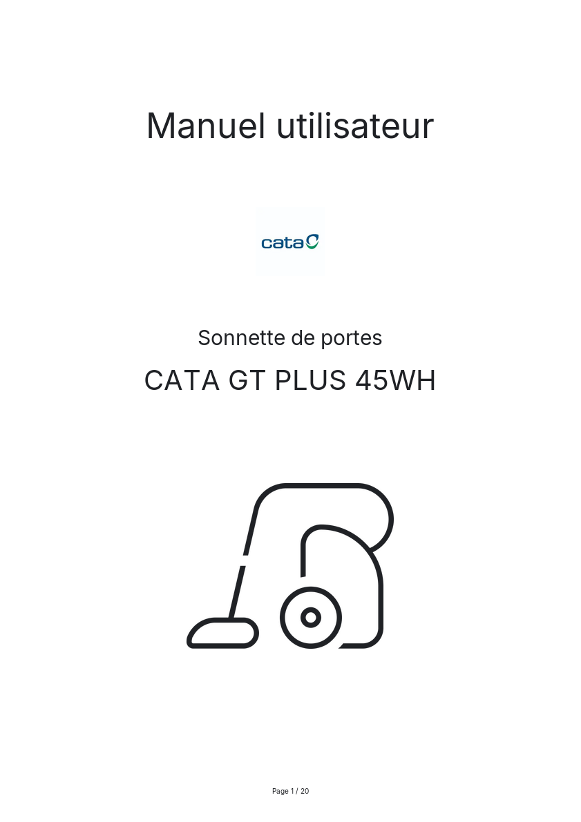 Image de la première page du manuel de l'appareil GT PLUS 45WH