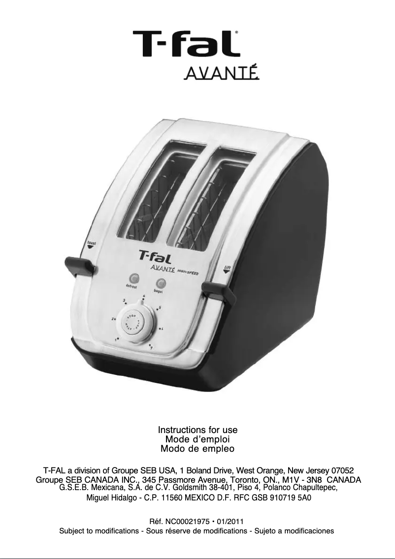 Página 1 del manual Manual de usuario Tefal Avante TT7101