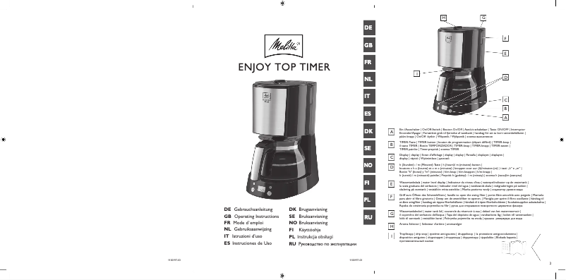 Page n°1 - Manuel utilisateur Melitta Enjoy Top Timer II