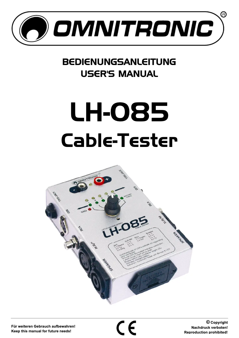 Page 1 de la notice Manuel utilisateur Omnitronic LH-085