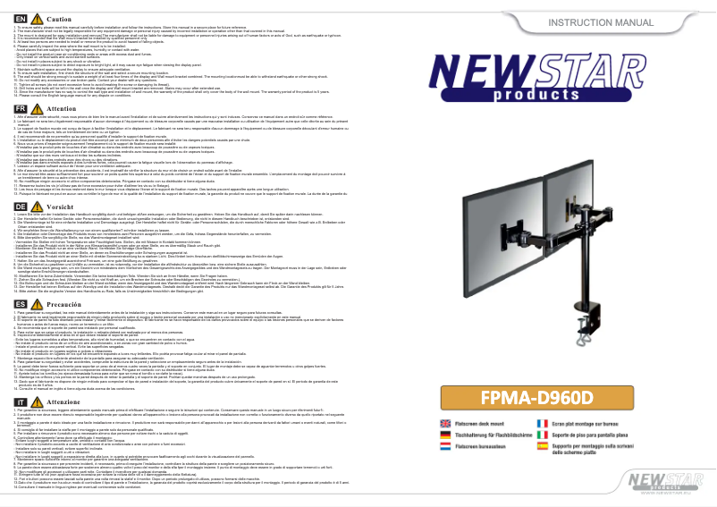 Page 1 de la notice Manuel utilisateur Newstar FPMA-D960D