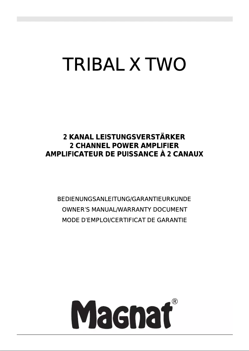 Page 1 de la notice Manuel utilisateur Magnat Tribal X Two