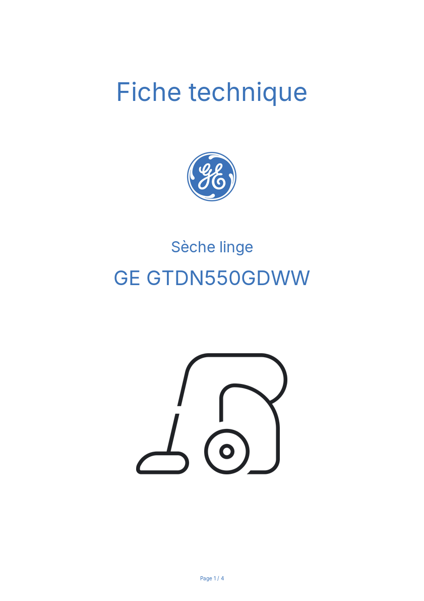 Image de la première page du manuel de l'appareil GTDN550GDWW