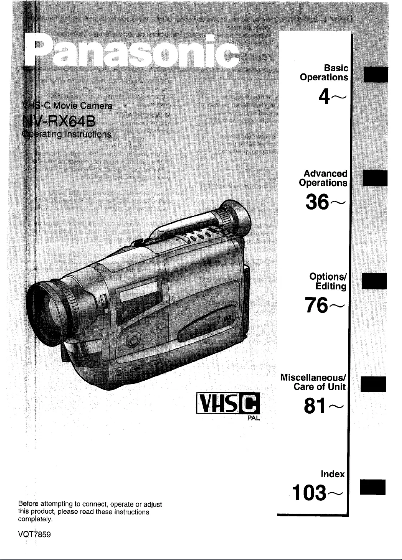 Page 1 de la notice Manuel utilisateur Panasonic NV-RX64