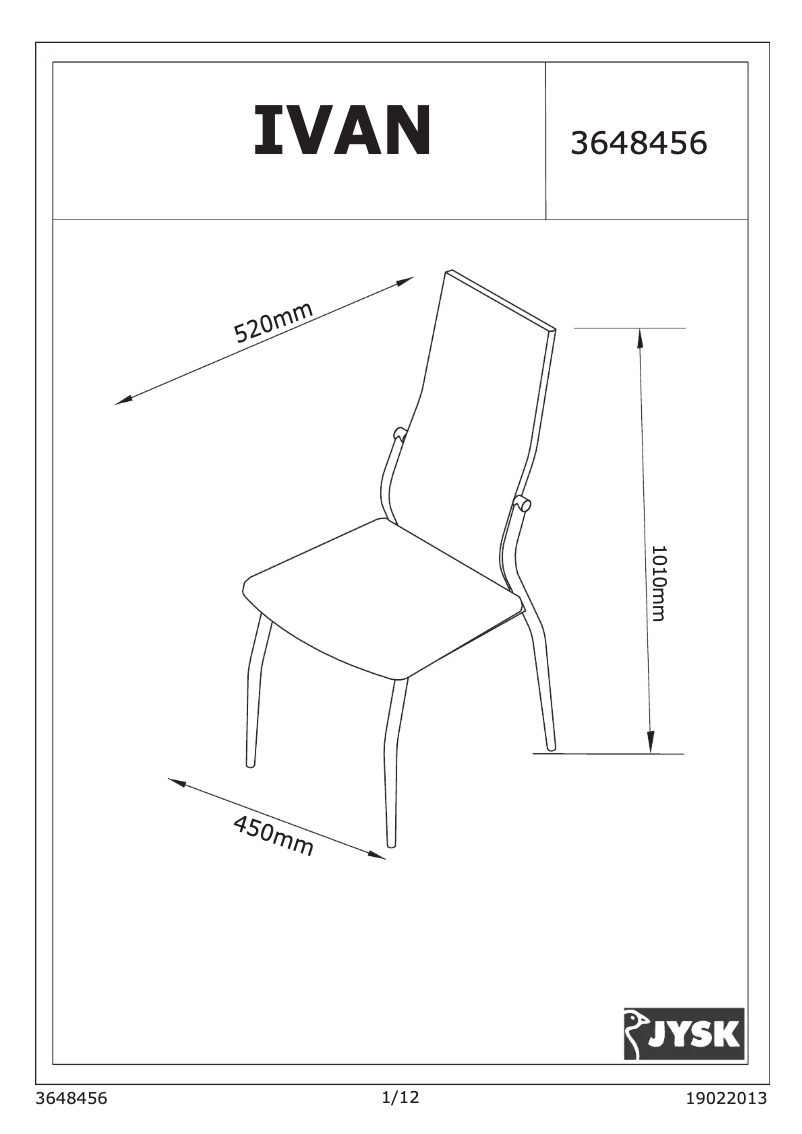 Page 1 de la notice Manuel utilisateur JYSK Ivan