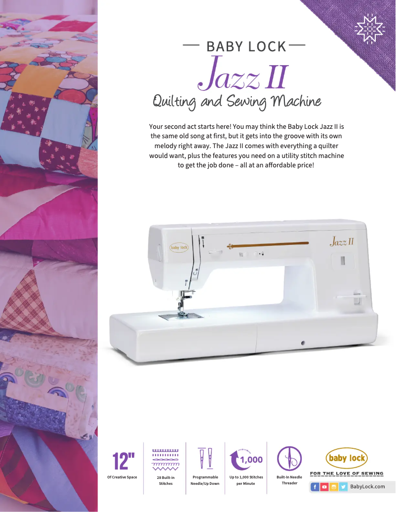 Page 1 de la notice Brochure Baby Lock Jazz II