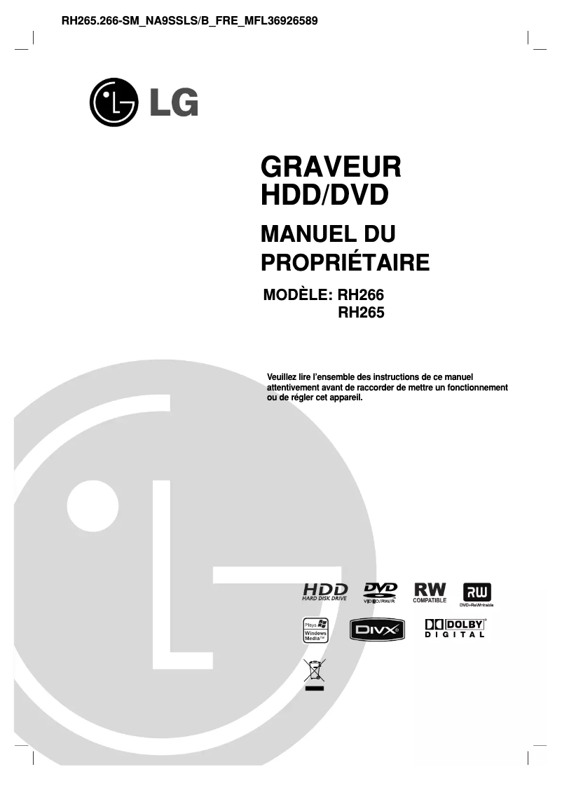 Página 1 del manual Manual de usuario LG RH266
