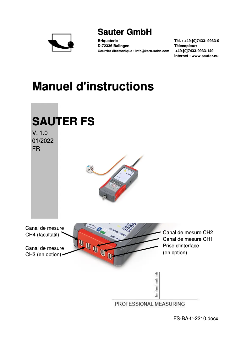 Page n°1 - Manuel utilisateur Kern FS 2