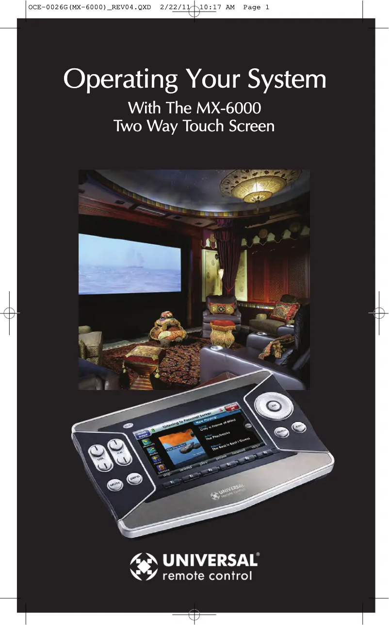 Page 1 de la notice Manuel utilisateur Universal Remote Control MX-6000