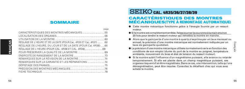 Page n°1 - Manuel utilisateur Seiko Presage SSA355J1