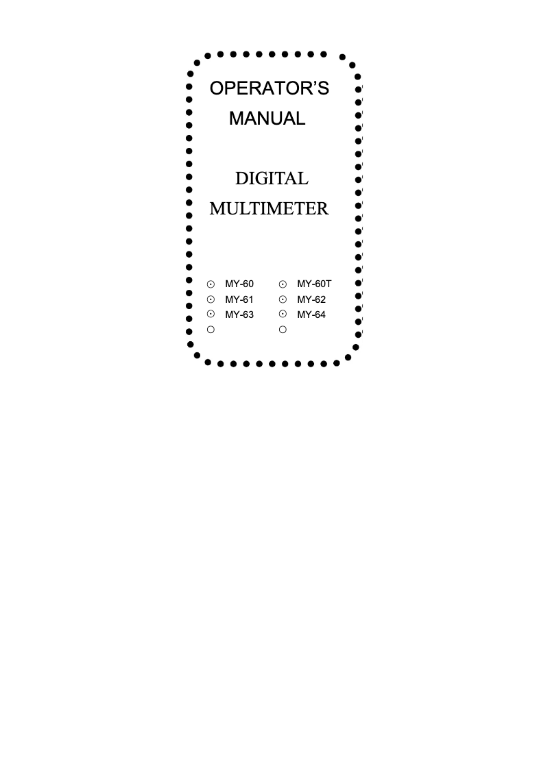 Page 1 de la notice Manuel utilisateur Mastech MY-64