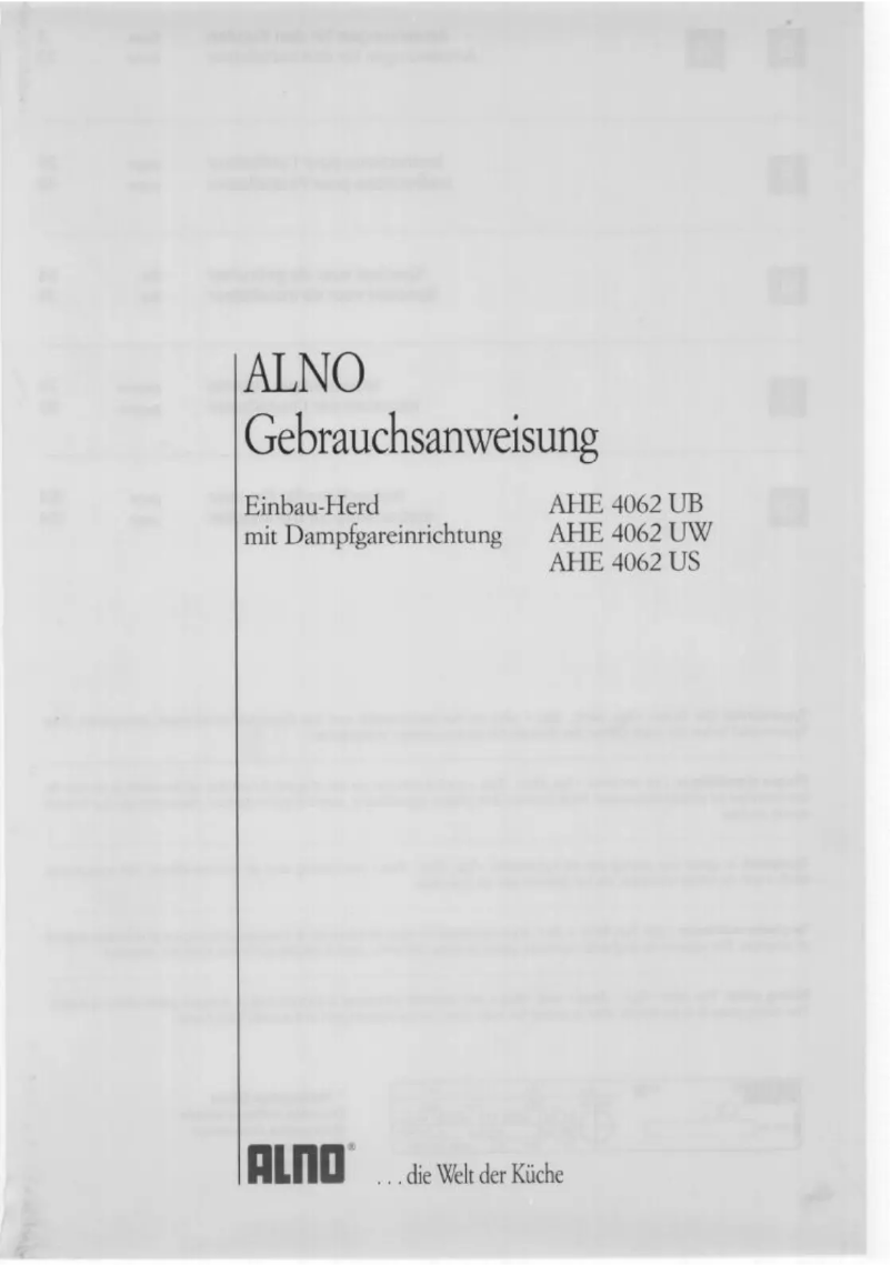 Page n°1 - Manuel utilisateur Alno AHE 4062 US