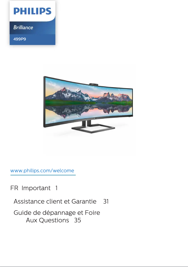 Page 1 de la notice Manuel utilisateur Philips Brilliance 499P9H