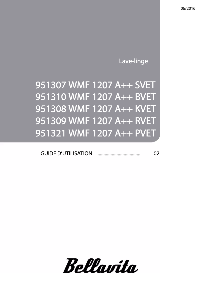 Page n°1 - Manuel utilisateur Bellavita WMF 1207 A++ PVET