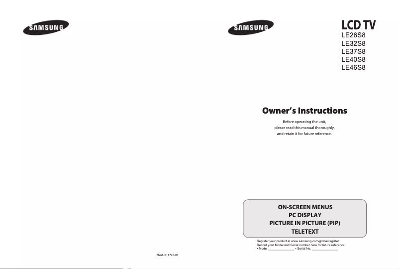 Page 1 de la notice Manuel utilisateur Samsung LE32S81B