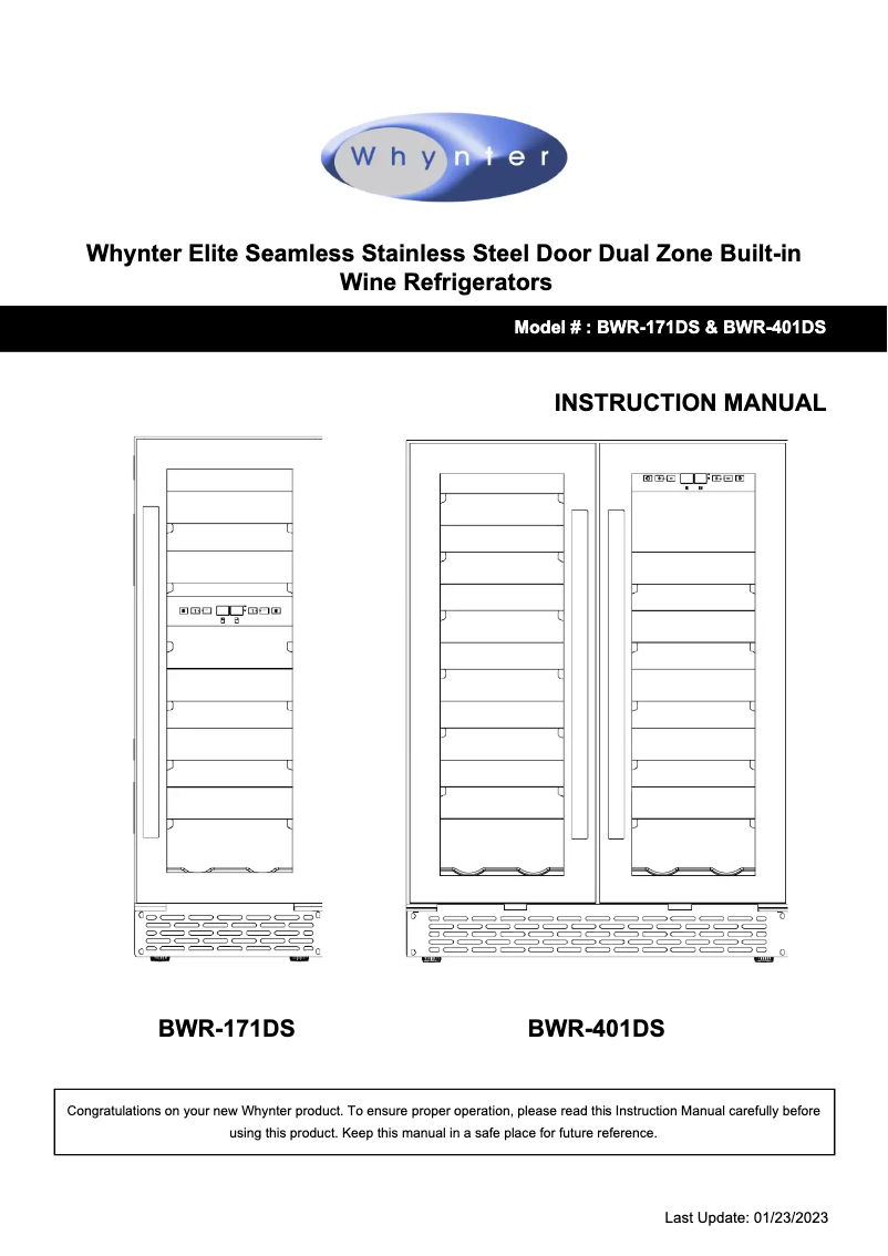 Image de la première page du manuel de l'appareil BWR-401DS