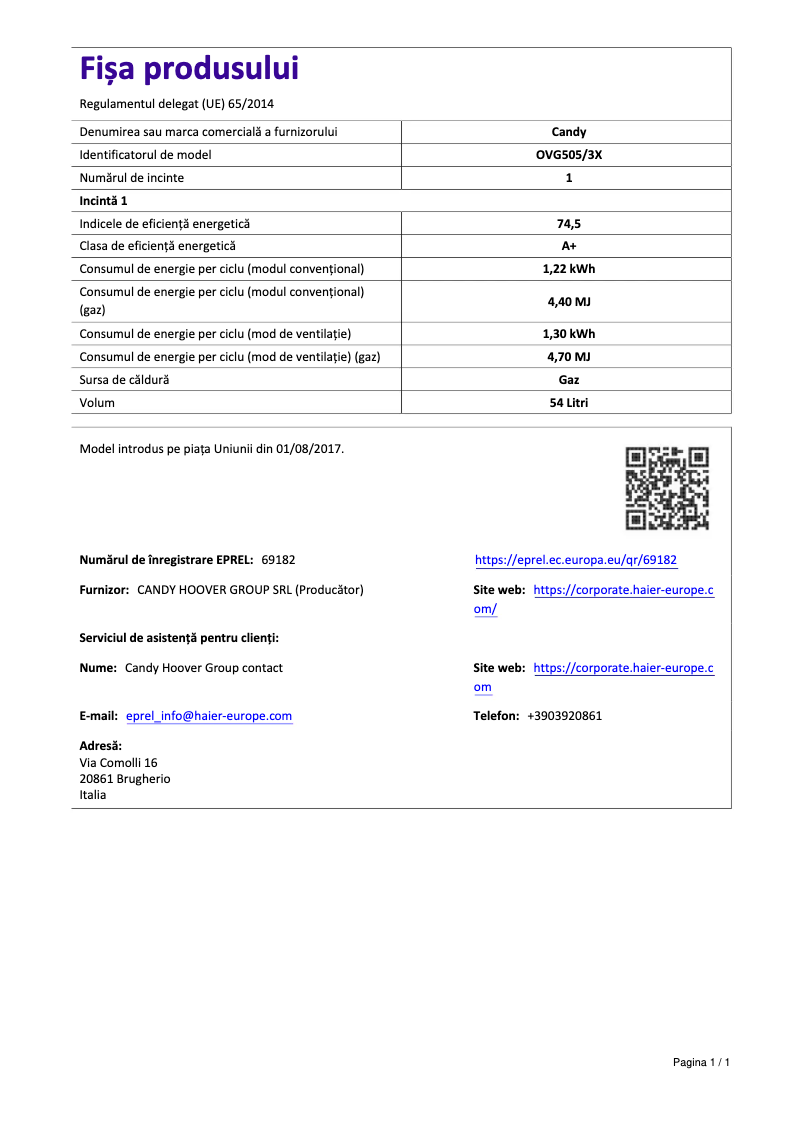 Image de la première page du manuel de l'appareil OVG505/3X