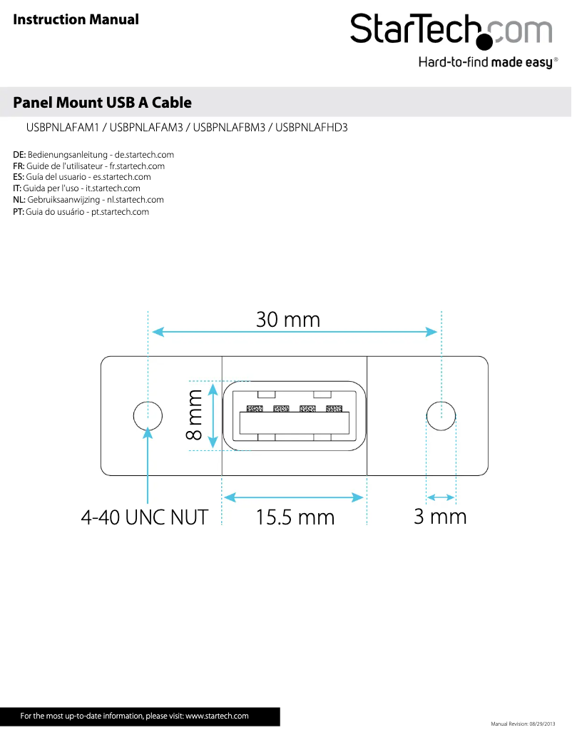 Image de la première page du manuel de l'appareil USBPNLAFAM3