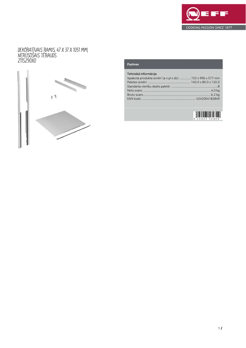 Page n°1 - Manuel utilisateur Neff Z11SZ90X0