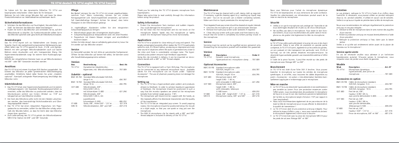 Image de la première page du manuel de l'appareil TG V71d