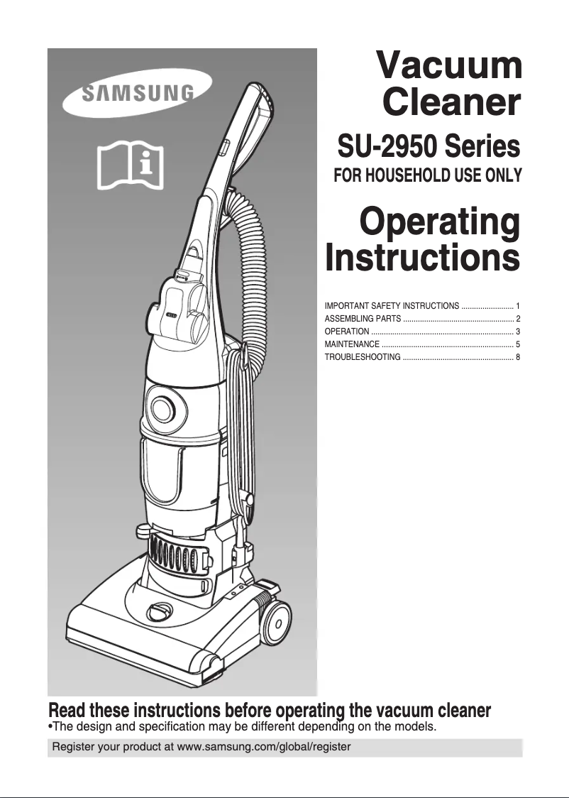 Image de la première page du manuel de l'appareil SU2953