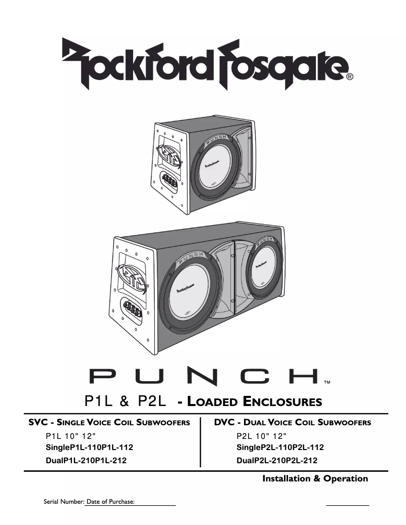 Page n°1 - Manuel utilisateur Rockford Fosgate Punch P2L-212