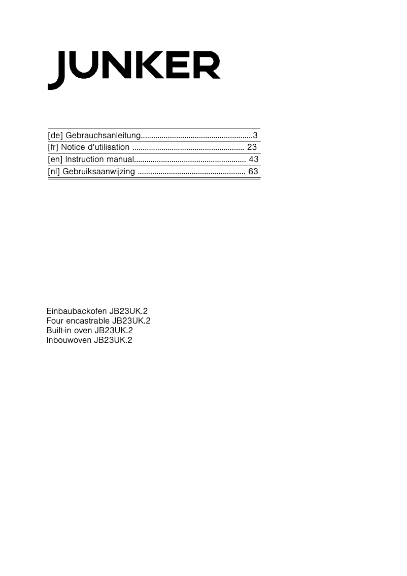 Page 1 de la notice Manuel utilisateur Junker JB23UK52