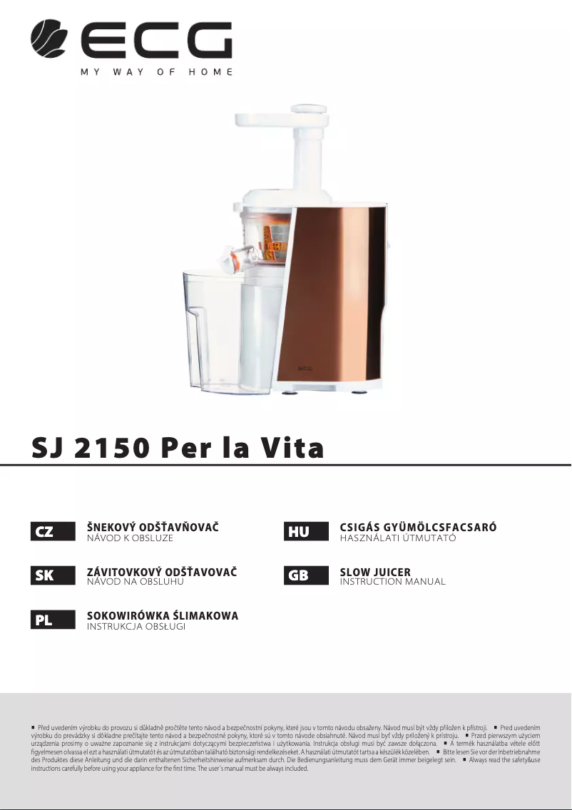 Page 1 de la notice Manuel utilisateur ECG SJ 2150 Per la Vita