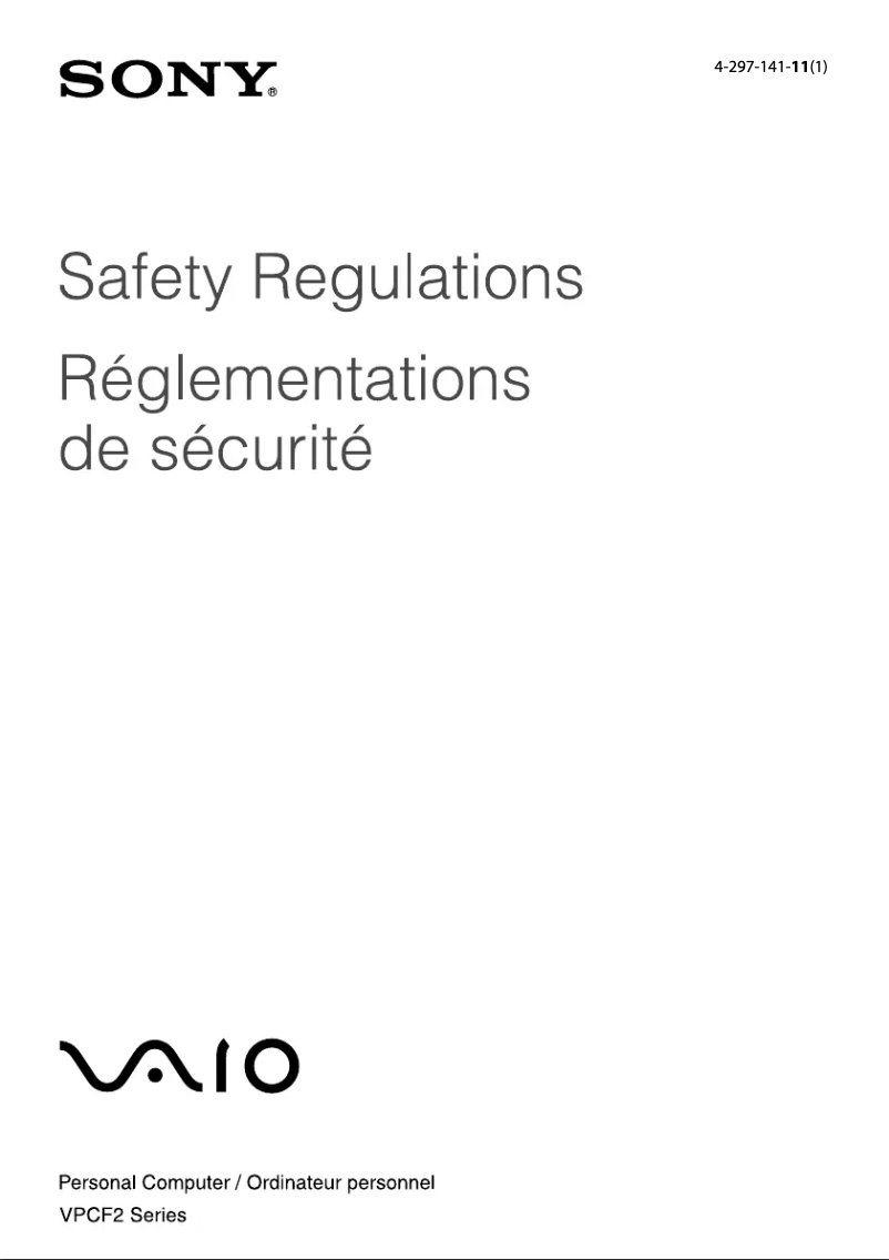 Page n°1 - Instructions de sécurité Sony Vaio VPCF232FX