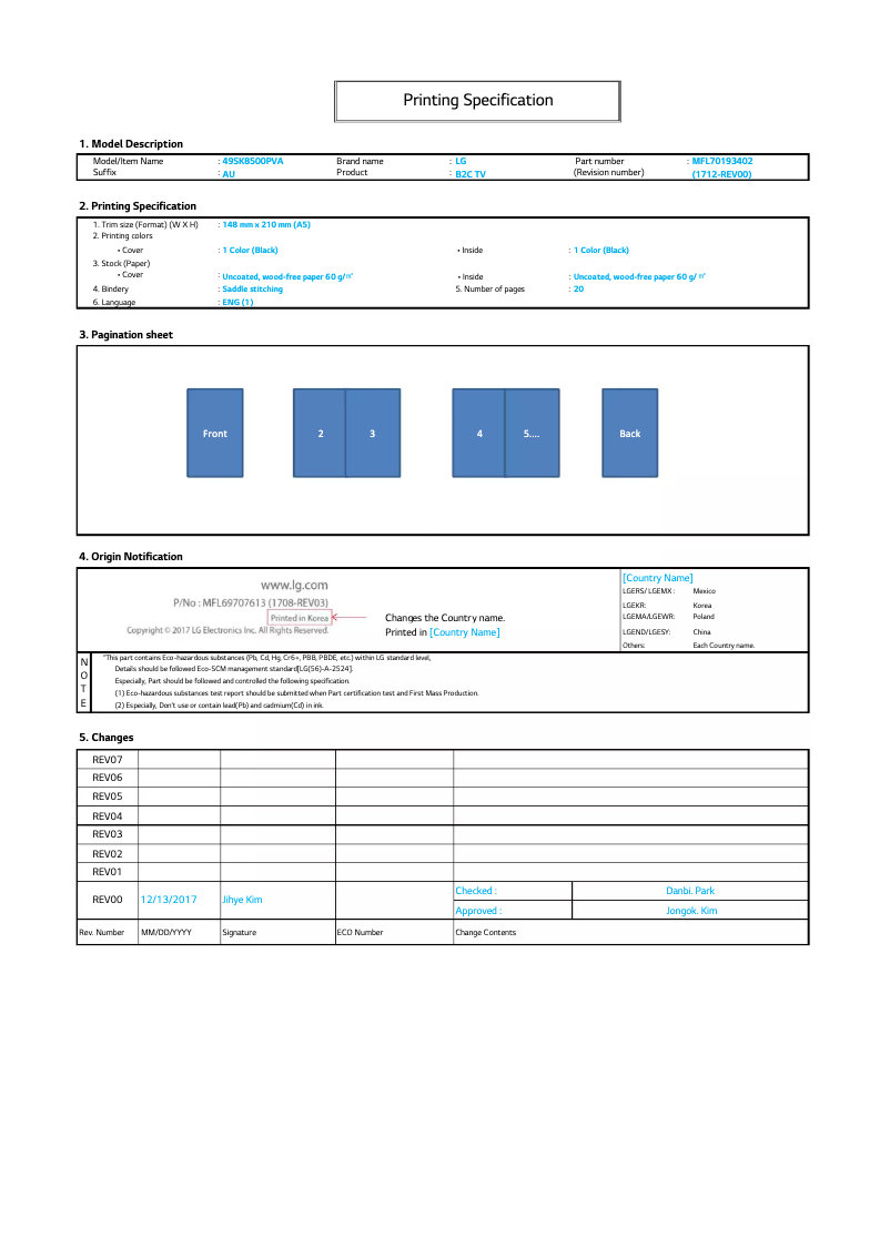 Page 1 de la notice Manuel utilisateur LG 49LK6120PTC
