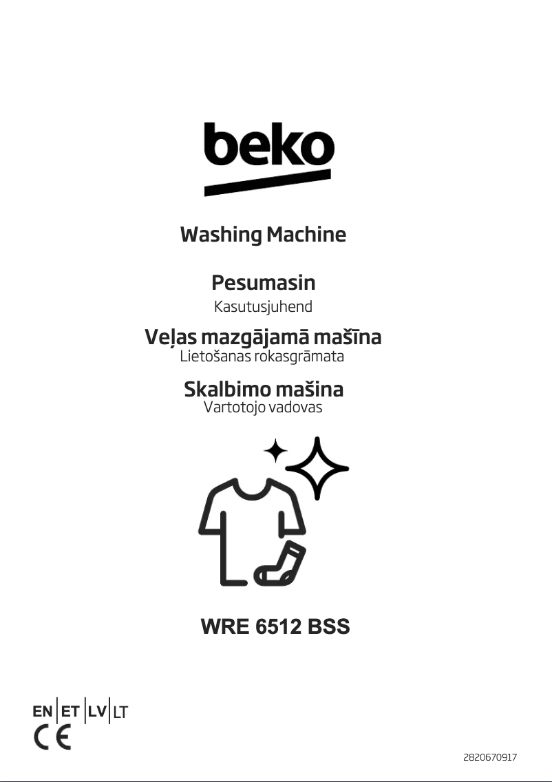 Page 1 de la notice Manuel utilisateur Beko WRE 6512 BSS