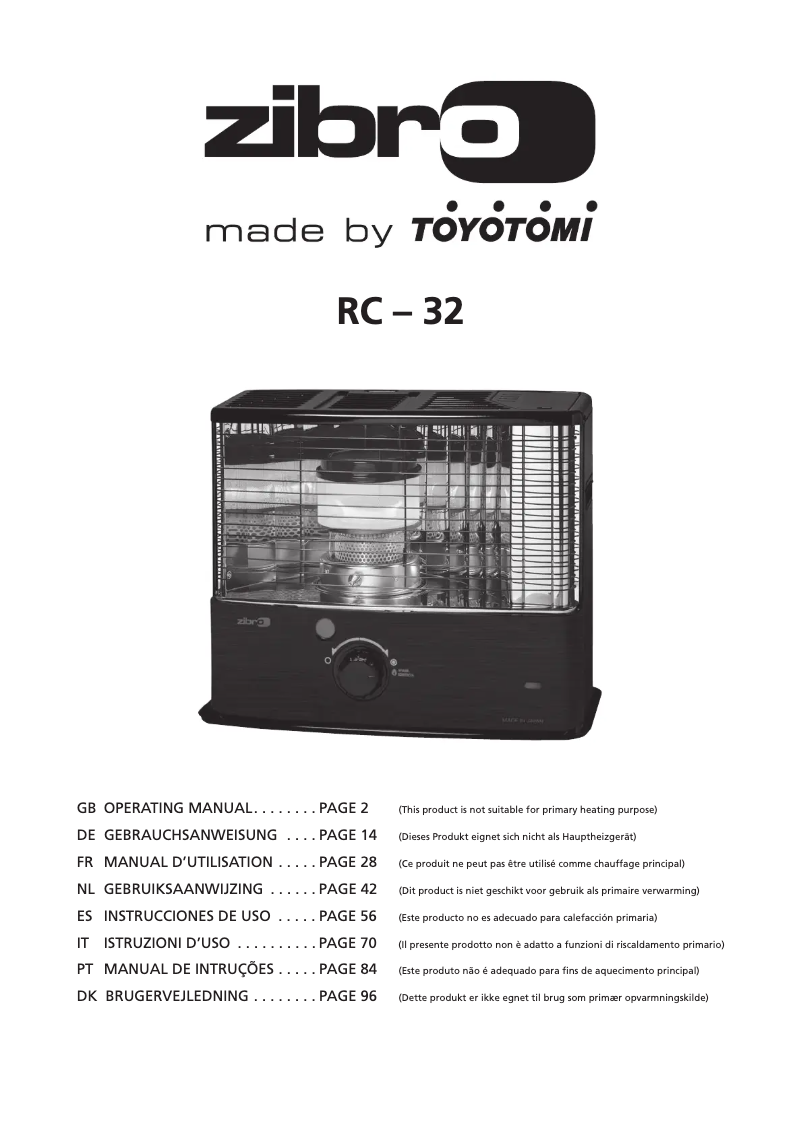 Page n°1 - Manuel utilisateur Zibro RC 32