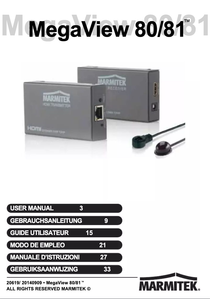 Page 1 de la notice Manuel utilisateur Marmitek MegaView 81