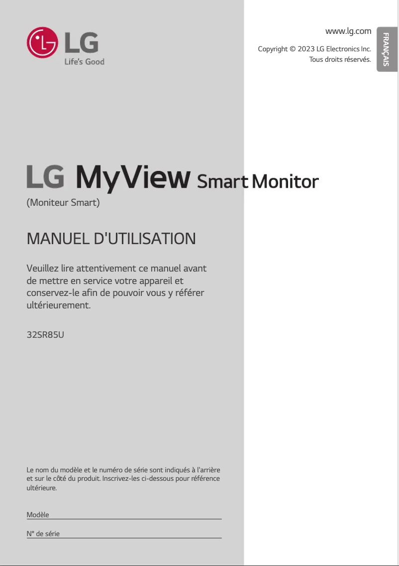 Page n°1 - Manuel utilisateur LG 32SR85U