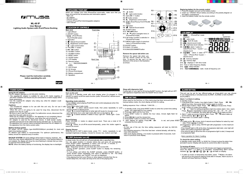 Image de la première page du manuel de l'appareil ML-60 IP