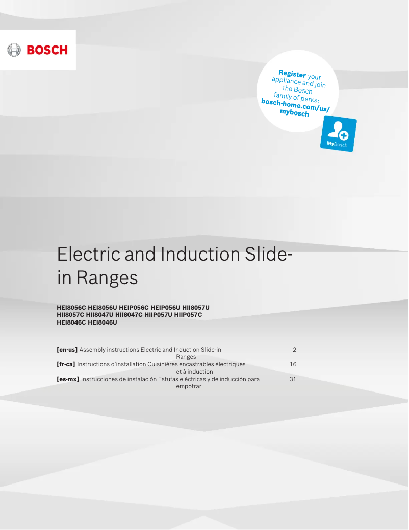 Page 1 de la notice Guide d'installation Bosch HII8057U